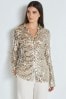 Champagne Gold Long Sleeve Sequin Ruched Shirt