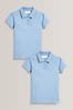 Blue Cotton Short Sleeve Polo Shirts 2 Pack (3-16yrs), Regular Fit