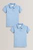 Blue Regular Fit 2 Pack Cotton Short Sleeve Polo Shirts (3-16yrs)