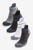 White/Black/Grey 4 Pack Active Cushioned Sports Trainers Socks 4 Pack
