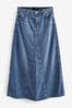 Dark Blue Denim Maxi Skirt, Regular