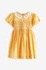 Gelb - Gesmoktes Kleid mit Spitzenkragen (3 Monate bis 8 Jahre)
