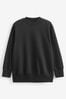 Black Essentials Longline Relaxed Fit Cotton Sweatshirt