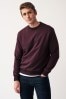 Burgunderrot - Reguläre Passform - Jersey-Sweatshirt mit hohem Baumwollanteil und Rundhalsausschnitt, Regular Fit