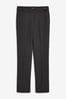 Black Tailored Elastic Back Straight Leg tied-waist Trousers, Regular