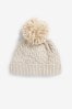 Oatmeal Baby Cable Knitted Hat with Pom Pom (0mths-2yrs)