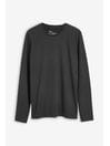 Black Slim Long Sleeve Crew Neck T-Shirt, Slim