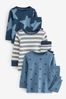 Blau/Weiß mit Sternen - langärmelig-Pyjama-Set im 3-Pack (9 Monate bis 10 Jahre)