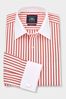 Savile Row Company Red Stripe Classic Fit Double Cuff Shirt