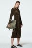 Khaki Green Velvet Cord Shirt Dress