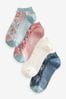 Pink/Blue Woodblock Trainer Socks 4 Pack