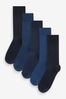 Blue/Navy 5 Pack Embroided Lasting Fresh Socks, 5 Pack