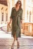 Sosandar Green Utility Shirt Dress