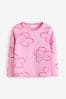 Rosa Lächel-Blume - Baumwollreiches Langarm-Ripp-T-Shirt (3 Monate bis 7 Jahre), Standard