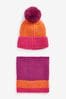 Orange/Pink Colourblock Hat & Scarf Set (1-16yrs) (1-13yrs)