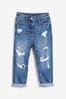 Denim, Mittelblau - Mom-Jeans in Distressed-Optik (3-16yrs)