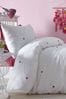 Appletree White Lotte Tufted Cotton Duvet Cover And Pillowcase Set