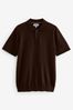 Brown Regular Fit Knitted Polo Shirt, Regular Fit