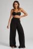Black South Beach Crinkle Vicose Wide Leg Trousers