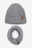 Grey Knitted Snood and Hat Set (1-16yrs)