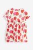 Cream Strawberry Print Short Sleeve Cotton Jersey Dress (3-16yrs)