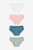 White/Pink/Green Short Cotton and Lace Knickers 4 Pack