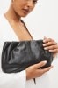 Black Leather Pleated Frame Bag