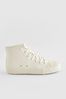 White Faux Fur Lined Standard Fit (F) Lace-Up High Top Trainers