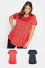 Red Yours Curve Broidery Swing T-Shirt 2 Pack