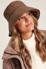 Joules Brown Wax Faux Fur Lined Bucket Hat