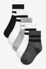 Monochrome Cushioned Footbed Cotton Rich Ribbed Socks 5 Pack