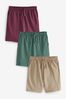 Rot/Grün/Hautfarben - Leichte Shorts, 3er-Pack