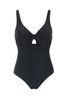 Pour Moi Black Underwired Bow Front Control Swimsuit