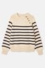Pink Striped Joules Agnes Button Neck Jumper
