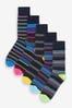 Blue Stripe Pattern Socks 5 Pack, Regular