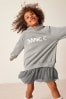 Silver Embellished Hoodie Dress With Mesh Skirt (3-16yrs)