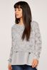 Apricot Silver Sequin Knit Chiffon Underlay Top