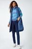 Roman Blue Quilted Longline Hooded Gilet