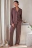 Mauve Ribbed Button Through Pyjamas