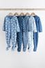 Teal Blue Baby Cotton Sleepsuits 5 Pack (0-2yrs)
