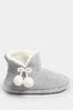 Yours Curve Grey Wide Fit Fluffy Chevron Boots Slippers