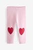 Pink Heart Embroidered Leggings (3mths-7yrs)