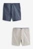 Blue/Bone Slim Fit Stretch Chinos Shorts 2 Pack