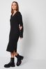 Threadbare Black V-Neck Knitted Midi Dress