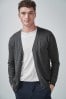 Charcoal Grey Regular Cotton Rich Cardigan