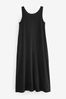Black 100% Cotton Jersey Sleeveless Summer Dress, Regular