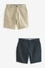 Navy/Stone Slim Fit Stretch Chinos Shorts 2 Pack, Slim Fit