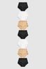 Black/White/Nude Full Brief Microfibre Knickers 7 Pack