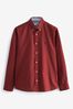 Burgundy Red Slim Fit Long Sleeve Oxford Shirt, Slim Fit