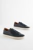 Navy Blue Leather Trainers
